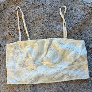 ZARA Floral Creme Textured Crop Top / Bralette